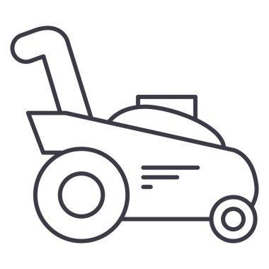 çim kesici, Bahçe makine vektör satırı simgesi, işaret, resimde arka planda, düzenlenebilir vuruş