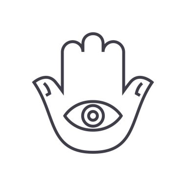 Hamza el vektör satırı simgesi, işareti, resimde arka planda, düzenlenebilir vuruş