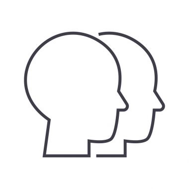 kafaları illüstrasyon vektör satırı simgesi, işaret, resimde arka planda, düzenlenebilir vuruş