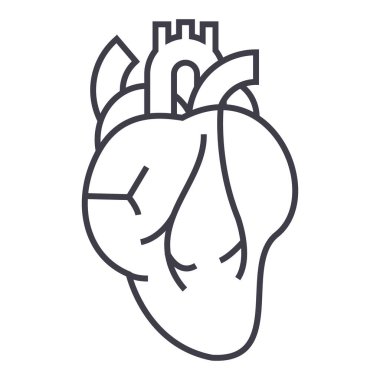 kalp işareti satırı simgesi, işaret, arka planda, düzenlenebilir vuruş illüstrasyon vektör