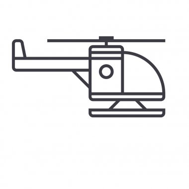 Helikopter vektör satırı simgesi, işaret, resimde arka planda, düzenlenebilir vuruş