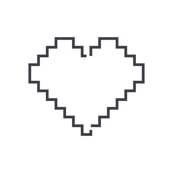 Εικονίδιο γραμμής διάνυσμα καρδιάς pixel, σημάδι, απεικόνιση σε φόντο, επεξεργάσιμα εγκεφαλικά επεισόδια — Διανυσματικό Αρχείο