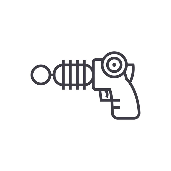 Plasma gun vector línea icono, signo, Ilustración de fondo, trazos editables — Vector de stock