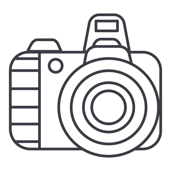 Professional photo camera  vector line icon, sign, illustration on background, editable strokes — Stock Vector