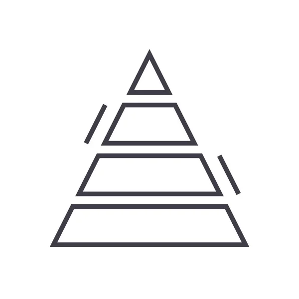 Piramis diagram vektor line ikon, megjelölés, illusztráció, a háttér, szerkeszthető stroke — Stock Vector