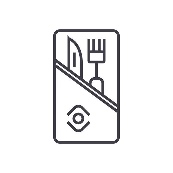 Restaurant service, couteau et fourchette vecteur ligne icône, signe, illustration sur fond, touches modifiables — Image vectorielle