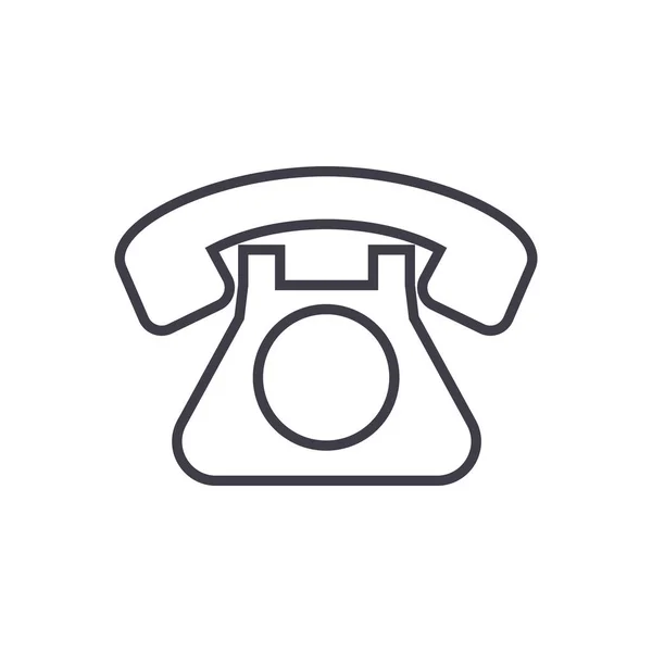 レトロな電話ベクトル線アイコン、記号、背景、編集可能なストロークの図 — ストックベクタ
