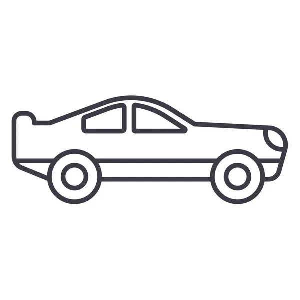 Ретро гоночний автомобіль векторна лінія значок, знак, ілюстрація на фоні, змінені штрихи — стоковий вектор