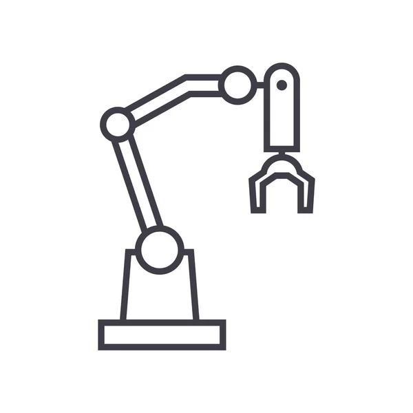 Robot arm wektor linii ikona, znak, ilustracja na tle, edytowalne obrysy — Wektor stockowy