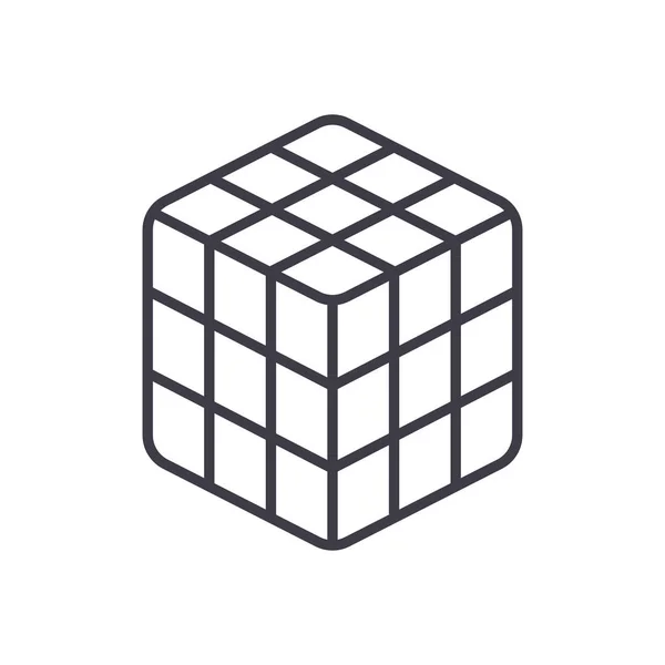 Rubik Cube Vektor Line Icon, Zeichen, Illustration im Hintergrund, editierbare Striche — Stockvektor