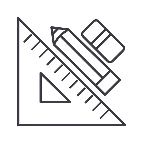 Kural kalem ve silgi, grafik araçları vektör satırı simgesi, işaret, resimde arka planda, düzenlenebilir vuruş — Stok Vektör