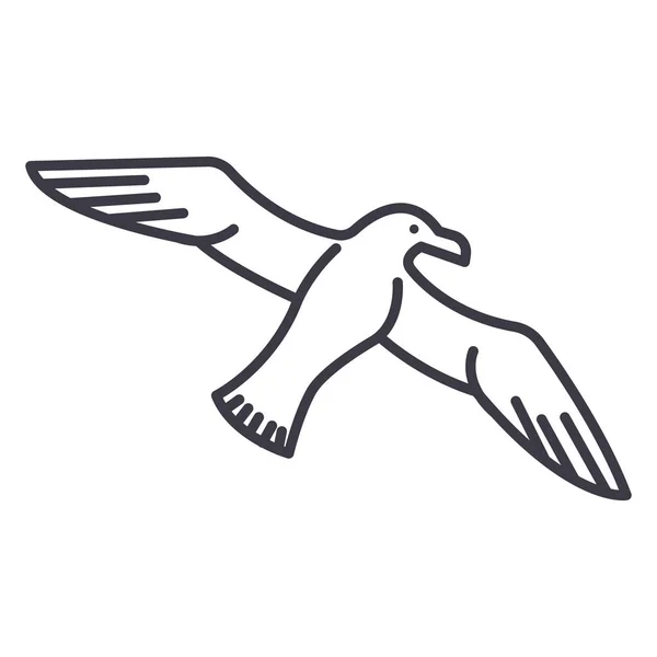 Gull,seagull vector line icon, sign, illustration on background, editable strokes — Stock Vector