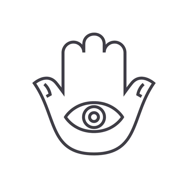 Иконка векторной линии руки hamsa, знак, иллюстрация на фоне, редактируемые штрихи — стоковый вектор