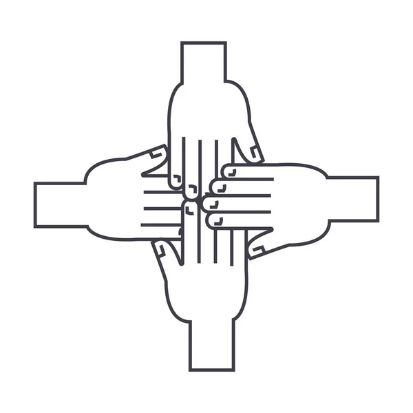 Руки разом векторна лінія значок, знак, ілюстрація на фоні, змінені штрихи — стоковий вектор