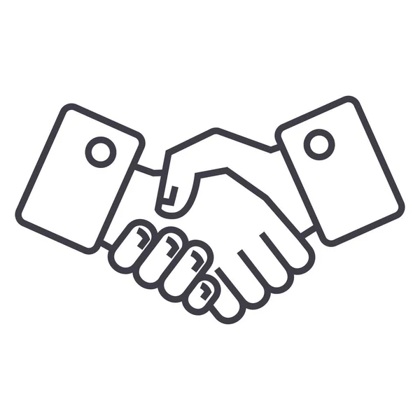 Handshake-Vektorzeilensymbol, Zeichen, Abbildung im Hintergrund, editierbare Striche — Stockvektor