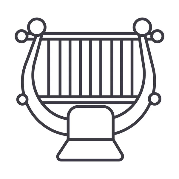 Arpa, stringa, icona della linea vettoriale di musica classica, segno, illustrazione su sfondo, tratti modificabili — Vettoriale Stock