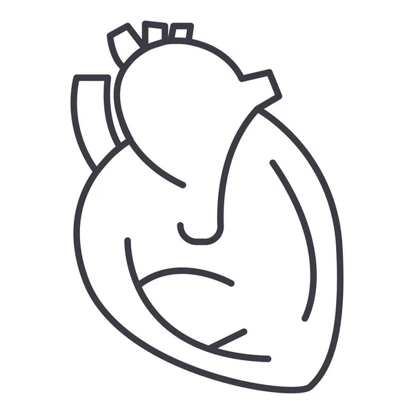 Sinal de coração, ícone de linha vetorial ilustração, sinal, ilustração em segundo plano, traços editáveis —  Vetores de Stock