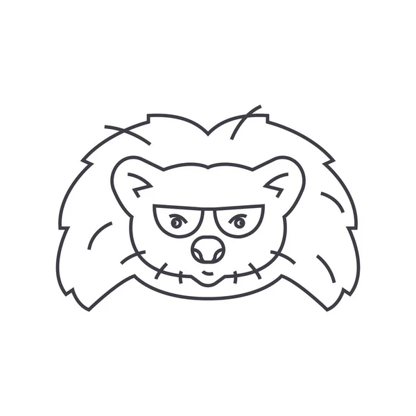 Hedgehog head vector line icon, segno, illustrazione su sfondo, tratti modificabili — Vettoriale Stock