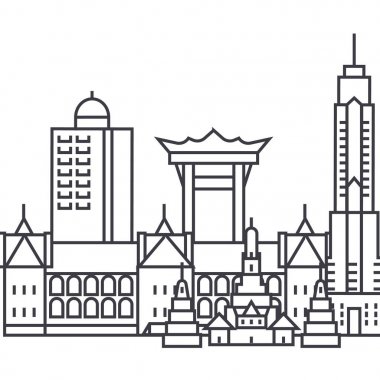 Hongkong vektör satırı simgesi, işareti, resimde arka planda, düzenlenebilir vuruş