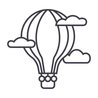 sıcak hava balon vektör satırı simgesi, işaret, resimde arka planda, düzenlenebilir vuruş