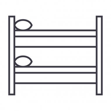 Hostel vektör satırı simgesi, işaret, resimde arka planda, düzenlenebilir vuruş