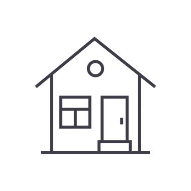 evin kapı vektör satırı simgesi, işaret, resimde arka planda, düzenlenebilir vuruşları ile