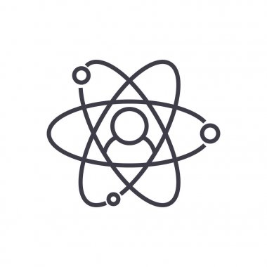 İK, insan kaynakları, moleküler avatar vektör satırı simgesi, işaret, resimde arka planda, düzenlenebilir vuruş