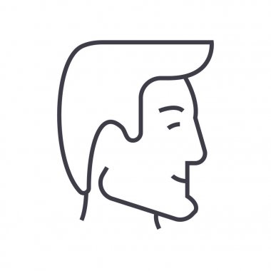 insan kafası, işadamı avatar vektör satırı simgesi, işaret, resimde arka planda, düzenlenebilir vuruş