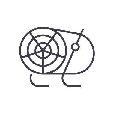 Endüstriyel fan, ısıtıcı vektör satırı simgesi, işaret, resimde arka planda, düzenlenebilir vuruş