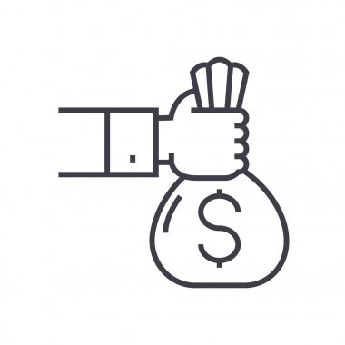 yatırım, finansman vektör satırı simgesi, işaret, resimde arka plan, düzenlenebilir vuruşları üzerinde sponsor