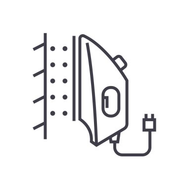 demir vapur vektör satırı simgesi, işaret, resimde arka planda, düzenlenebilir vuruş