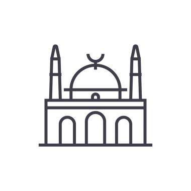 islam Camii vektör satırı simgesi, işaret, resimde arka planda, düzenlenebilir vuruş
