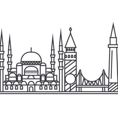 İstanbul vektör satırı simgesi, işareti, resimde arka planda, düzenlenebilir vuruş