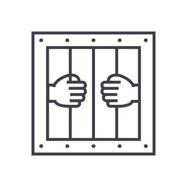 Hapishane vektör satırı simgesi, işaret, resimde arka planda, düzenlenebilir vuruş