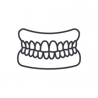 çene dişleri vektör satırı simgesi, işaret, resimde arka planda, düzenlenebilir vuruşları ile