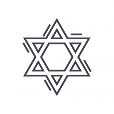 Yahudi david vektör yıldız satırı simgesi, işaret, resimde arka planda, düzenlenebilir vuruş