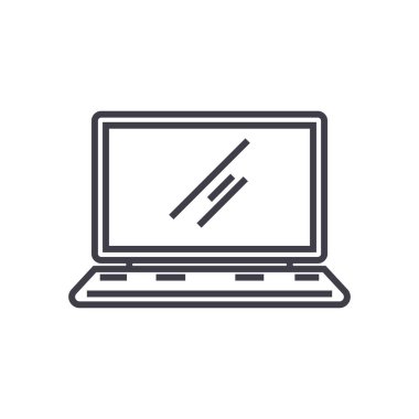 laptop, defter vektör satırı simgesi, işaret, resimde arka planda, düzenlenebilir vuruş