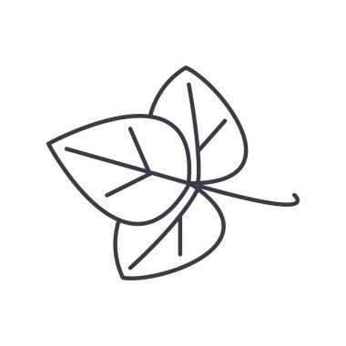 yaprak, baharat vektör satırı simgesi, işaret, resimde arka planda, düzenlenebilir vuruş