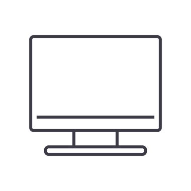 satır monitör vektör satırı simgesi, işaret, resimde arka planda, düzenlenebilir vuruş