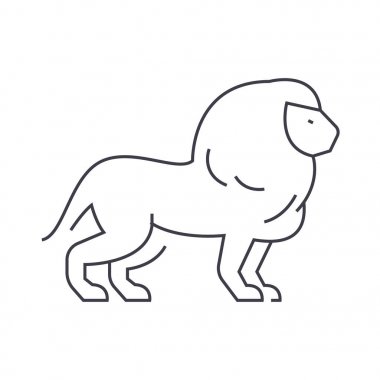 Aslan satırı simgesi, işaret, arka planda, düzenlenebilir vuruş illüstrasyon vektör