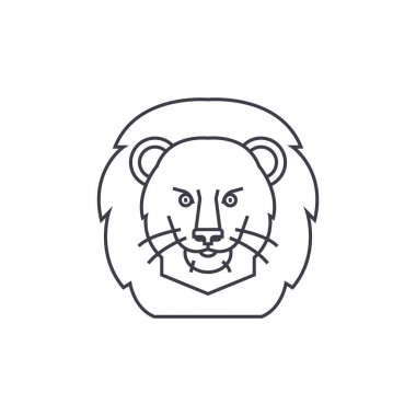 Aslan illüstrasyon baş satırı simgesi, işaret, arka planda, düzenlenebilir vuruş illüstrasyon vektör