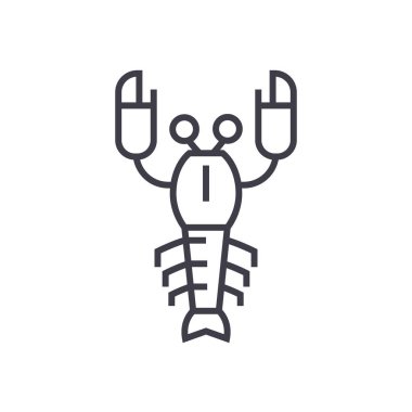 ıstakoz vektör satırı simgesi, işaret, resimde arka planda, düzenlenebilir vuruş