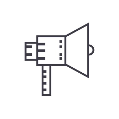 hoparlör illüstrasyon vektör satırı simgesi, işaret, resimde arka planda, düzenlenebilir vuruş