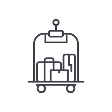 Bagaj otel vektör satırı simgesi, işaret, resimde arka planda, düzenlenebilir vuruş