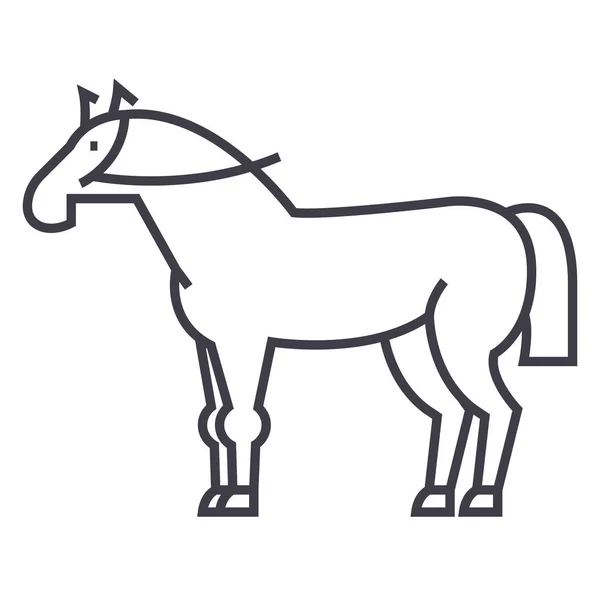 Caballo signo vector línea icono, signo, ilustración sobre fondo, trazos editables — Archivo Imágenes Vectoriales