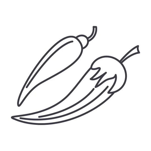 Icona della linea vettoriale del peperoncino, segno, illustrazione sullo sfondo, tratti modificabili — Vettoriale Stock