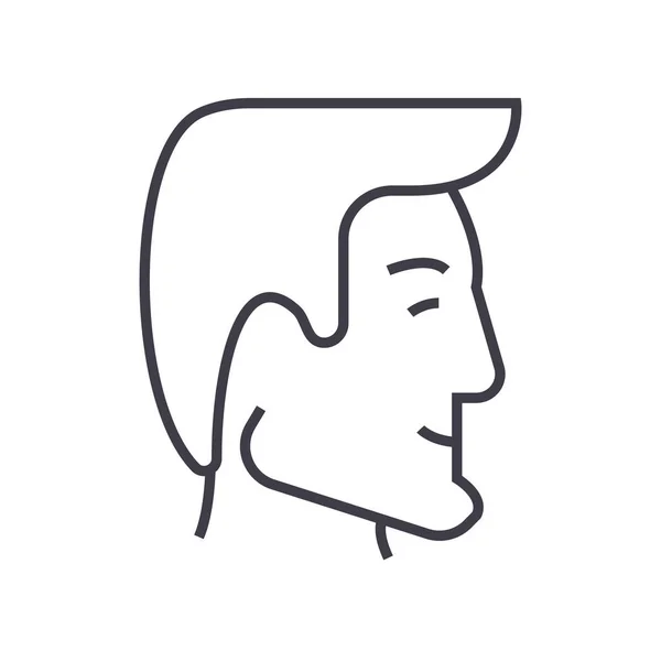 Tête humaine, homme d'affaires avatar vectoriel ligne icône, signe, illustration sur fond, touches modifiables — Image vectorielle