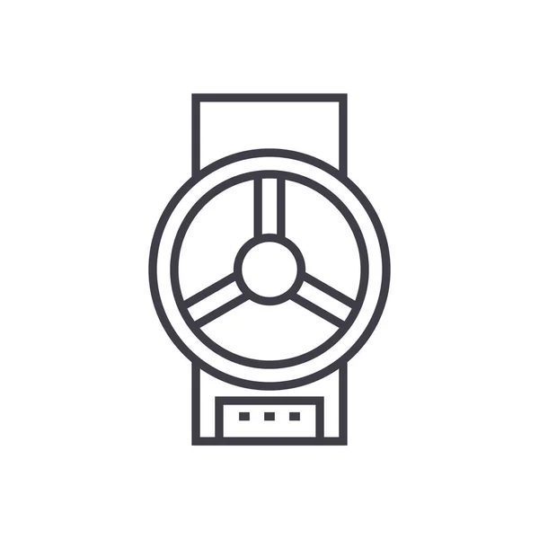 Válvula industrial vector línea icono, signo, ilustración sobre fondo, movimientos editables — Vector de stock