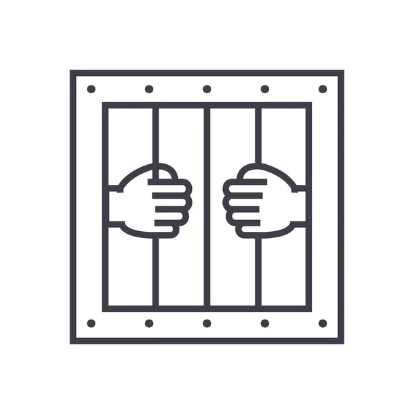 Jail vetor de linha ícone, sinal, ilustração em segundo plano, traços editáveis — Vetor de Stock