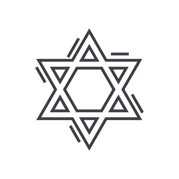 犹太大卫星形矢量线图标、 标志、 插图背景，可编辑笔触 — 图库矢量图片